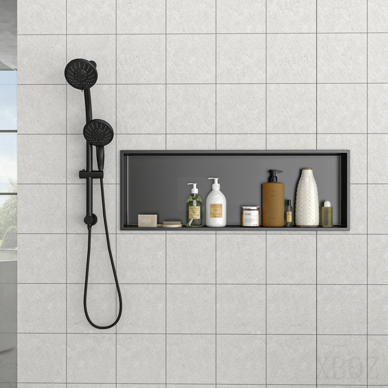37" X 13" Stainless Steel Shower Niche, Gunmetal Black