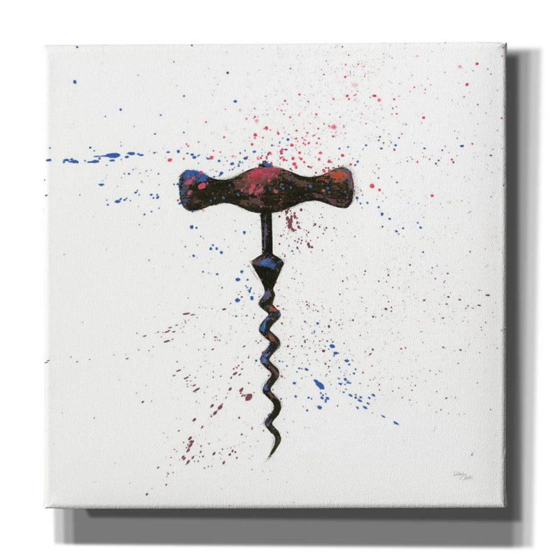 «Wine Splash Corkscrew 1» par Wellington Studio, art mural sur toile, 37 po x 37 po, H 37 po x l 37 po x P 1,5 po