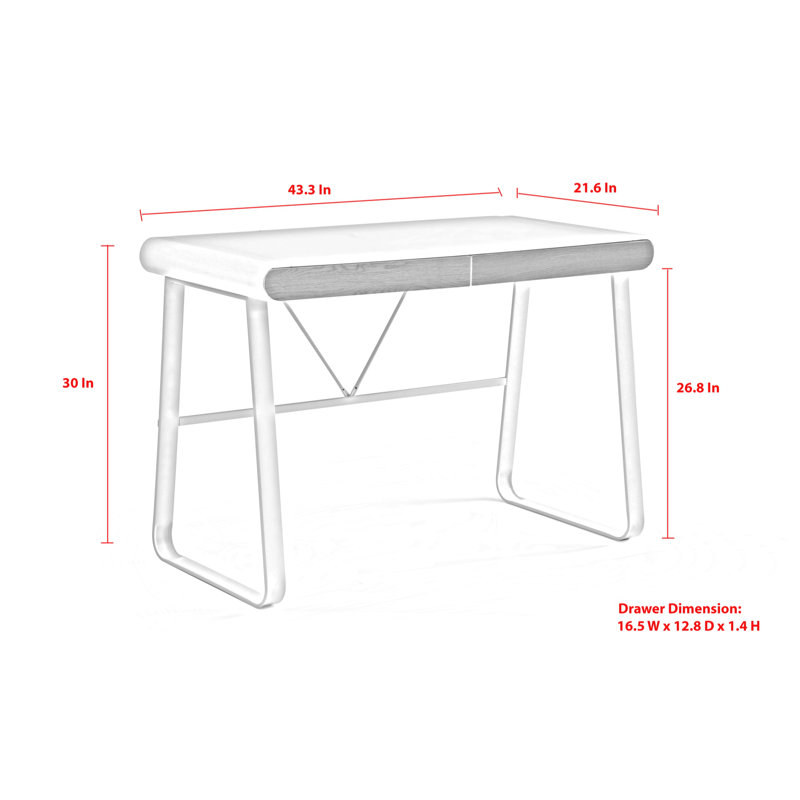 Bureau avec 2 tiroirs de rangement, Blanc