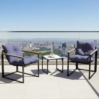 Mobilier d'extérieur en osier 3 pièces 3 pièces avec table et coussins