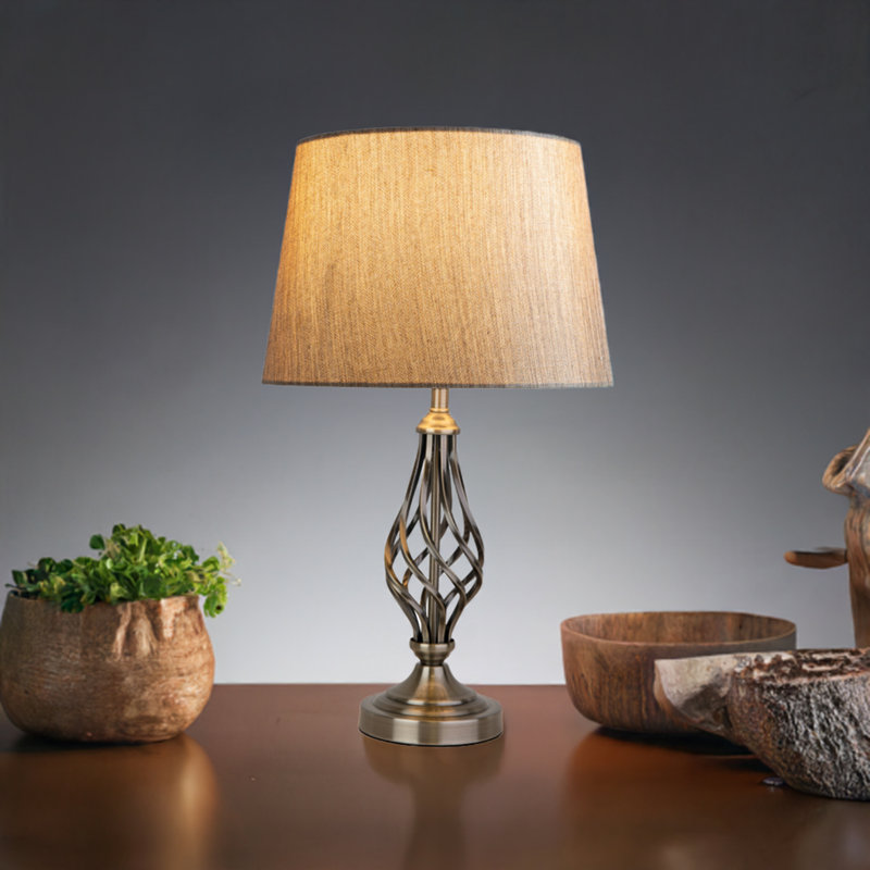 Cortaro 49cm Barley Twist Metal Table Lamp, Antique Brass, Gold
