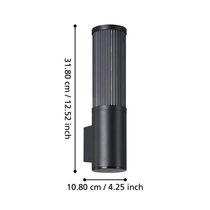 Lessie Matte Black 31cm H Frosted Glass Outdoor Sconce