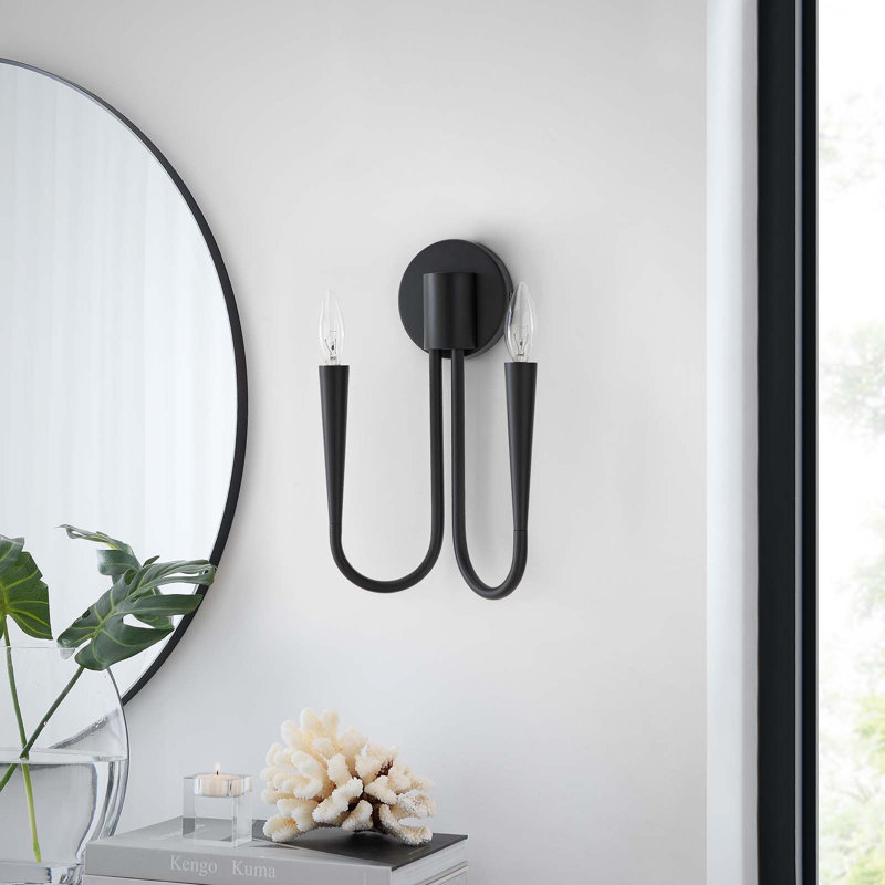 Modway Penrose 2-Light Wall Sconce, Black