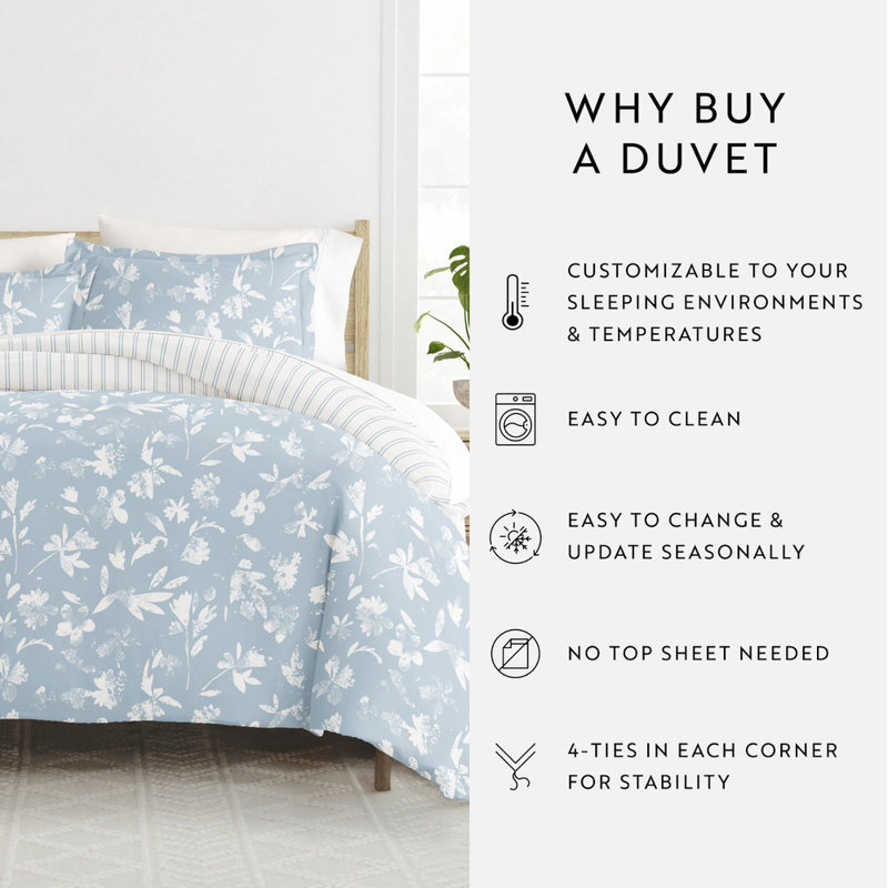 Duvet Cover Set Patterned Microfiber Ultra Soft Bedding in Country Home, King Duvet Cover + 2 Standard Shams