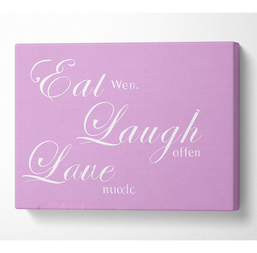 Küche Zitat Eat Laugh Love Pink - Leinwanddrucke auf Leinwand