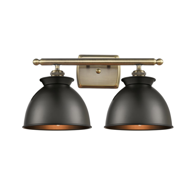 Éclairage pour meuble-lavabo à 2 lumières à intensité variable Arev, Noir mat, Laiton antique, Ampoule non incluse