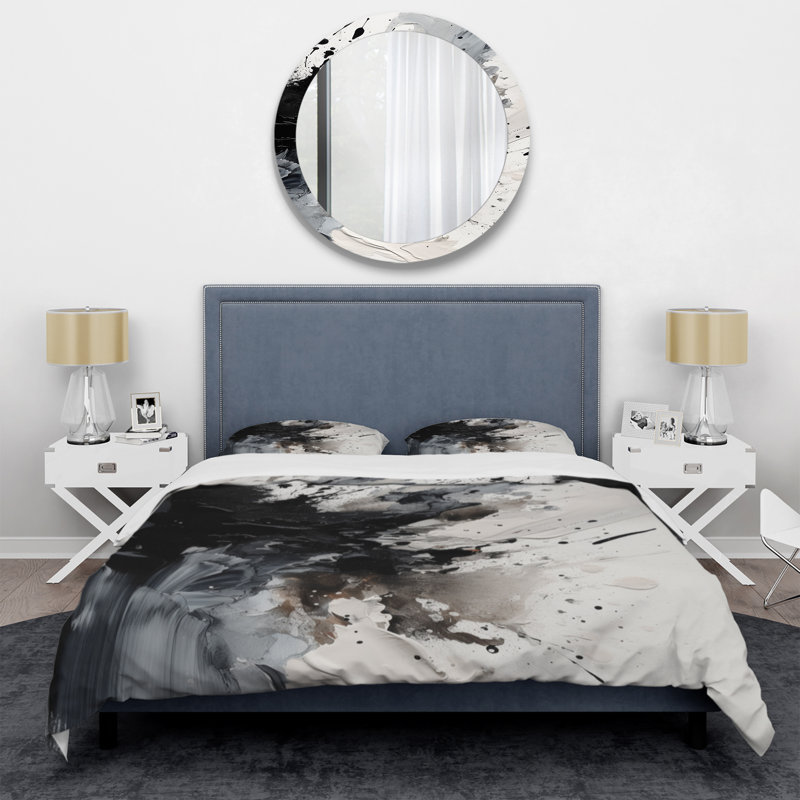 Ensemble de housse de couette noire en microfibre / polyester texturée Splash Paint Art IV