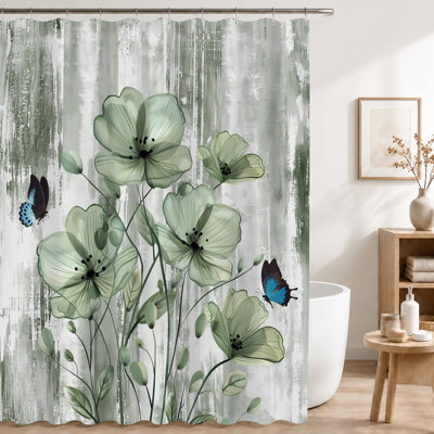 Shower Curtains with Hooks Included