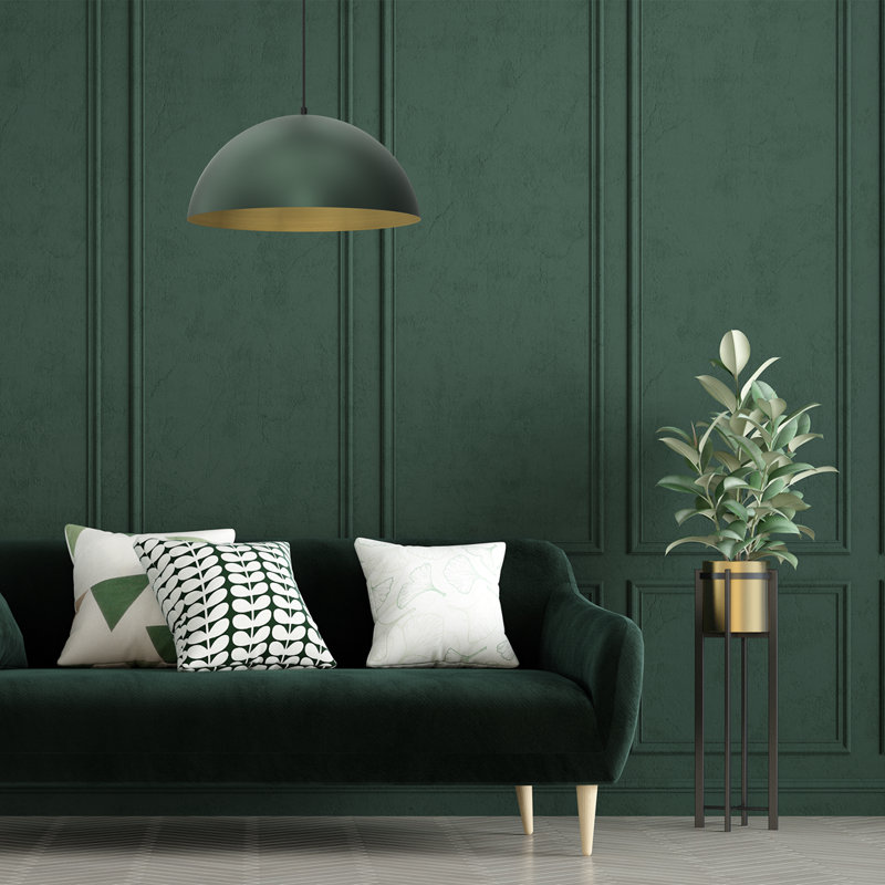 Abdeslam 1 - Light Dome Pendant, 90cm H x 45cm W x 45cm D, Green, Green and gold