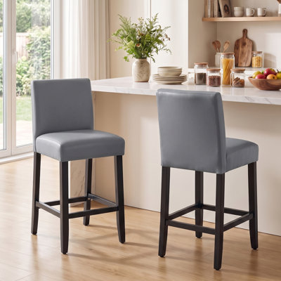 Tabouret de bar et de comptoir rembourré avec structure en bois massif, ensemble de 3