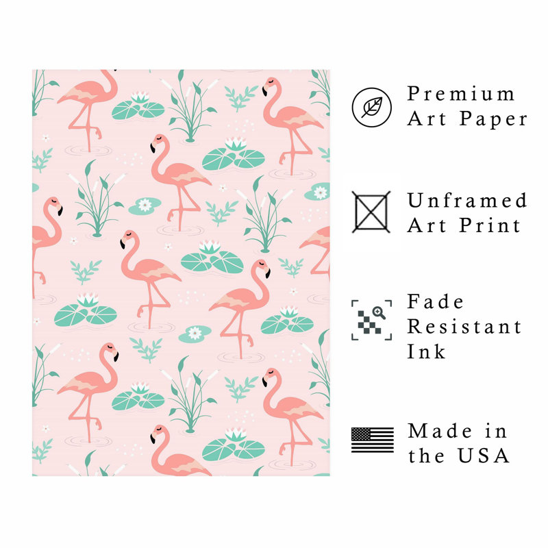 Animaux, motif flamant I, impression d'art tropical sans cadre, H 36 po x l 24 po