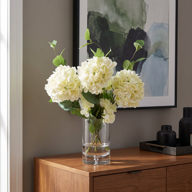 Hydrangea Floral Arrangement in Glass Vase