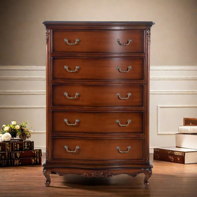 European 5-Drawer Accent Chest and Console Cabinet