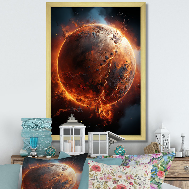 Planète rouge Mars Rusty I - Mars, impression d'art mural, H 20 po x l 12 po x P 1 po, Encadrement doré