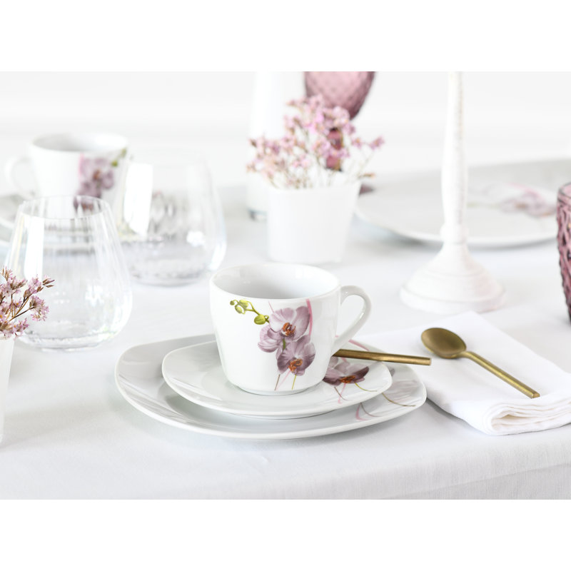 Square Piece Porcelain China Dinnerware Set - Service for 6