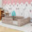 Full Size Wooden Floor Bed With Semi-Enclosed Fence-179898894