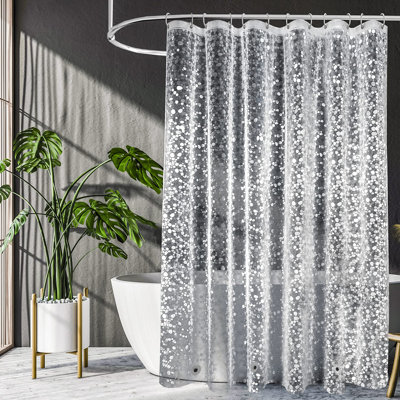 Extra Long Shower Curtain Liner 72x86 Inch,EVA Plastic Waterproof Shower Curtain with 3 Big Magnets,Heavy Duty,Semi Transparent, 3D Cobblestone Bathroom Liner