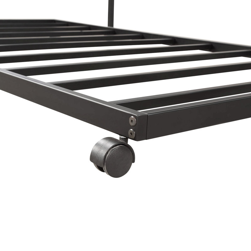 Twin Daybed With Trundle Multifunctional Metal Lounge Daybed Frame For Living Room Guest Room