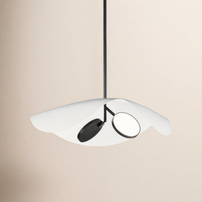 Luminaire suspendu 2 lumières Hinton, Blanc / noir