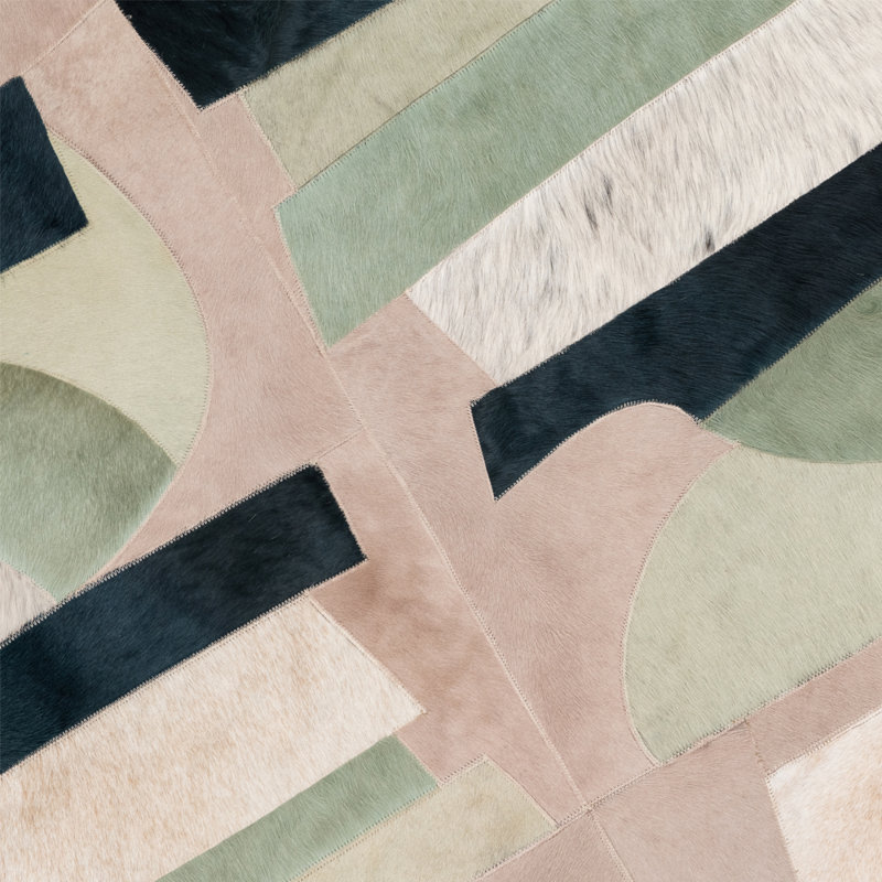 Art Hide X Greg Natale Cowhide Block Print Area Rug, Rectangle 9' x 12'