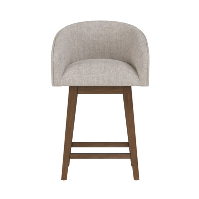 Dorreen Wood And Upholstered Barrel Back Adjustable Height Swivel Stool
