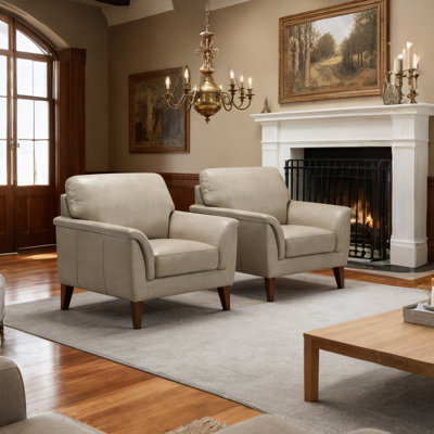 Walenty Upholstered Leather Armchair( Set Of 2)