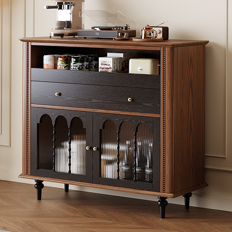 Retro Black Solid Wood Accent Cabinet, 39.37" H x 35.43" W x 15.75" D