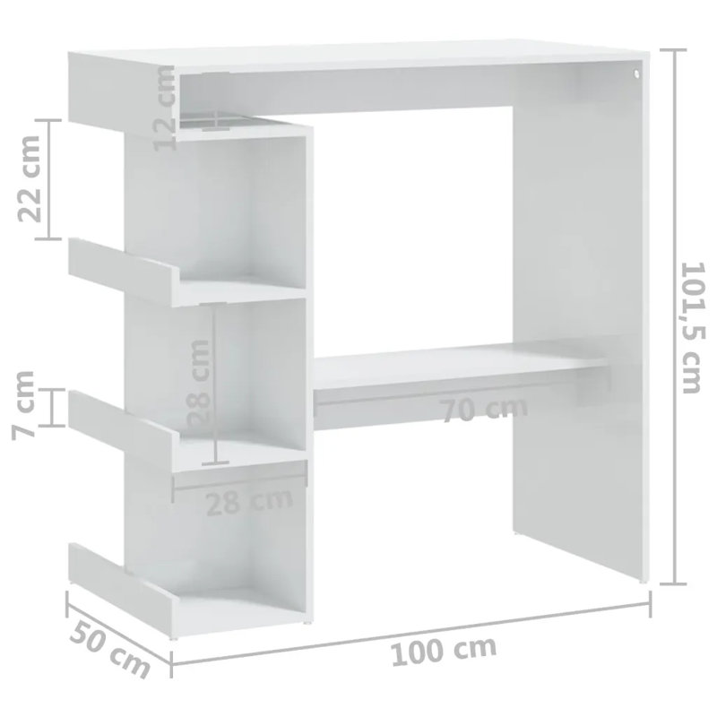 George Bar Table, High Gloss White