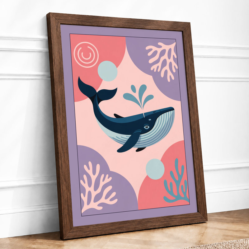 Whale in Depth Coastal - Framed Print, Walnut, A1 - 84.1 x 59.4 cm