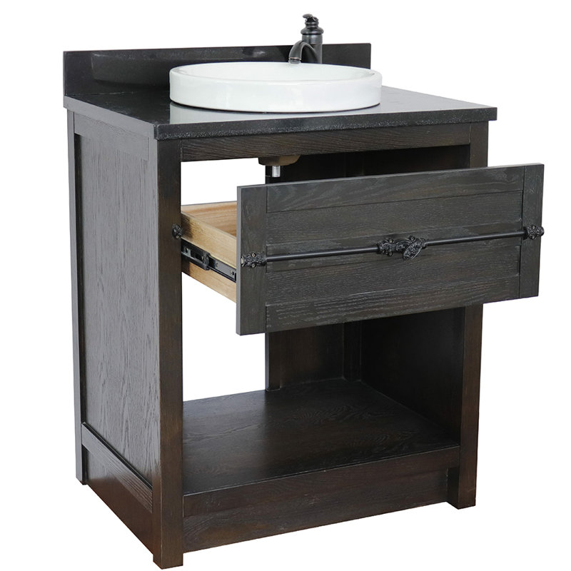 Ensemble de meuble-lavabo simple 31 po Zimmerman, Brun cendré, Noir galaxie