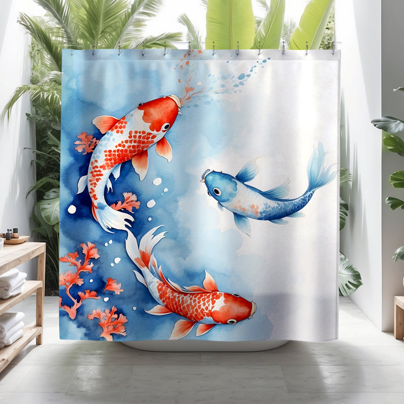 Rideau de douche poisson, Poissons Almay Koi
