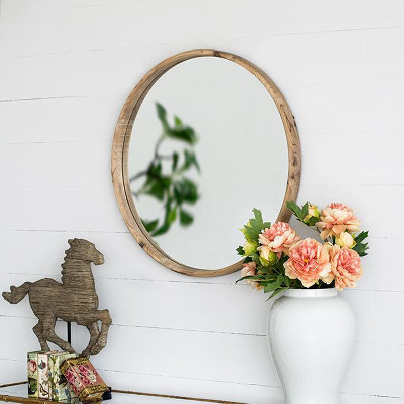 Miroir mural rond, Marron clair
