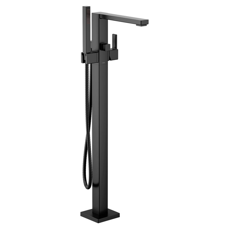90 Degree Single Handle Floor Mounted Tub with Handshower, Matte Black