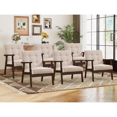 Chesterle 25''Wide Classic Soft Tufted Accent Chair With Solid Wood Arms And Legs