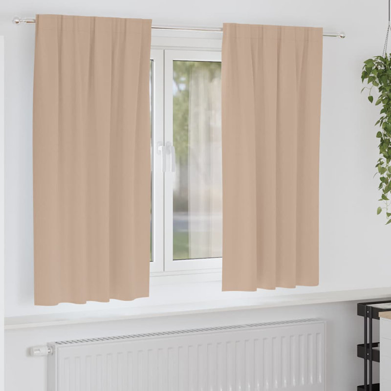 Blackout Curtain Pair, 175cm Width x 140cm Drop, Taupe