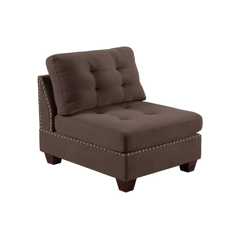 Meuble de salon capitonné sans accoudoirs 1pc, Brun