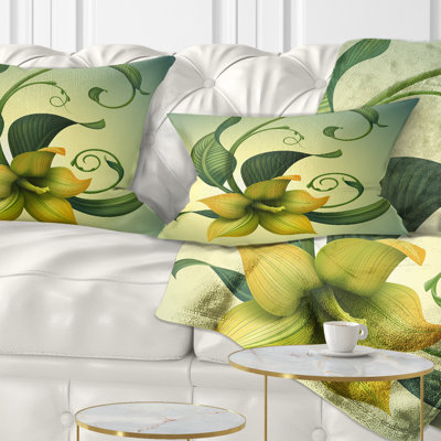 Coussin décoratif à imprimé floral jaune
