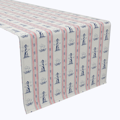 Table Runner, 100% Cotton, 16X72", Lighthouse Stripe