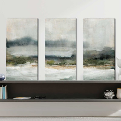 «Textured Rain I» par Carol Robinson, peinture sur toile tendue 3 pièces