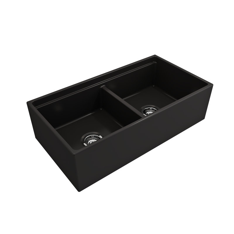 Contempo 36'' L Double Basin Kitchen Sink, Matte Black