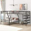 Lit superposé en L et lit mezzanine avec quatre tablettes intégrées