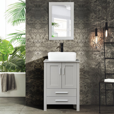 Rutland 24" Single Bathroom Vanity Set with Mirror with Sink