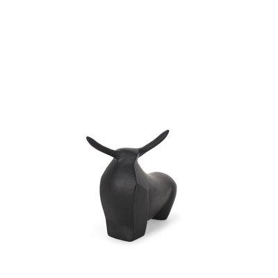 8" Black Aluminum Bull Tabletop Sculpture