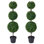 Artificial Boxwood Topiary In Pot - UV Resistant Triple Ball Faux Plant For Indoor/Outdoor Porch Décor