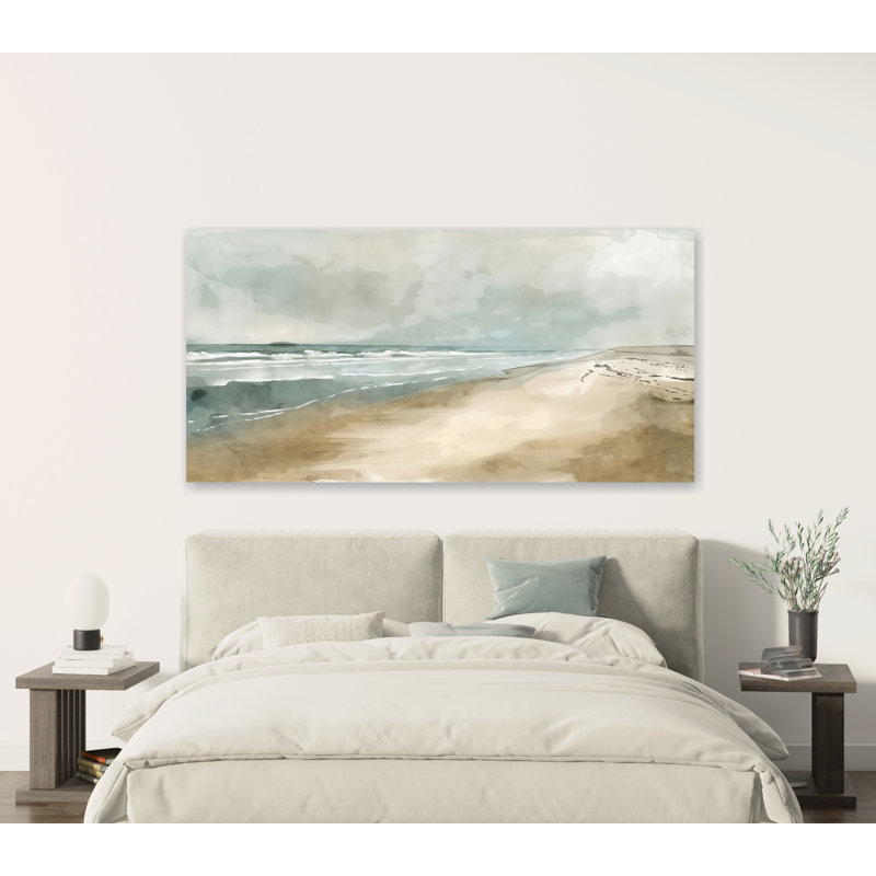 Aquarelle, peinture de paysage de plage, décoration murale de salon, peinture de paysage marin, Toile tendue