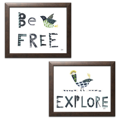 "Bird Words I & II", ensemble de 2 reproductions d’art encadrées
