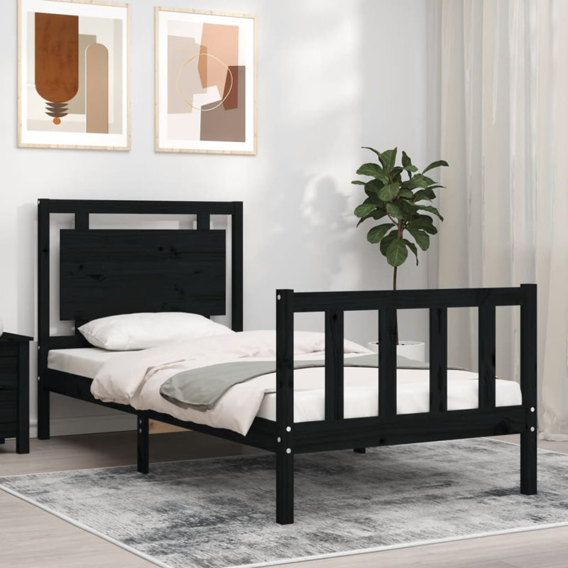 Bed Frame with Headboard, Small Single (2'6), Black