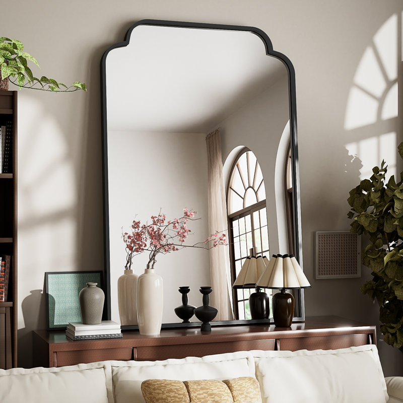 Miroir mural symétrique en alliage d'aluminium pour la salle de bain et la décoration intérieure, 30 po x 20 po, Noir