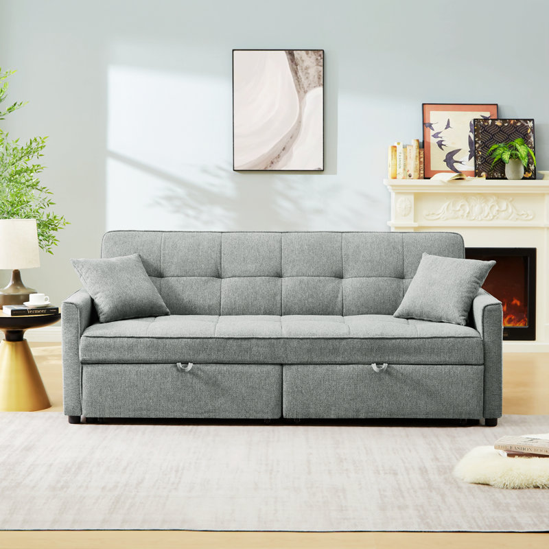 Canapé-lit 81,89 po Jahari, Tissu gris foncé