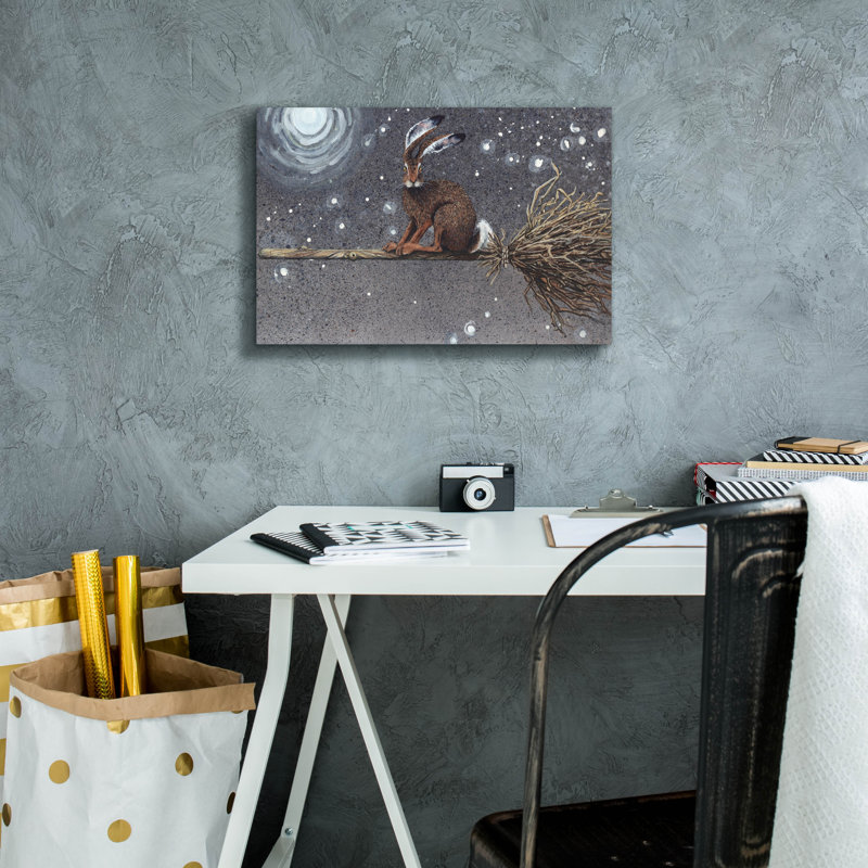 «Flyaway Hare» par Maggie Vandewalle, art mural sur toile, H 12 po x l 18 po x P 0,75 po